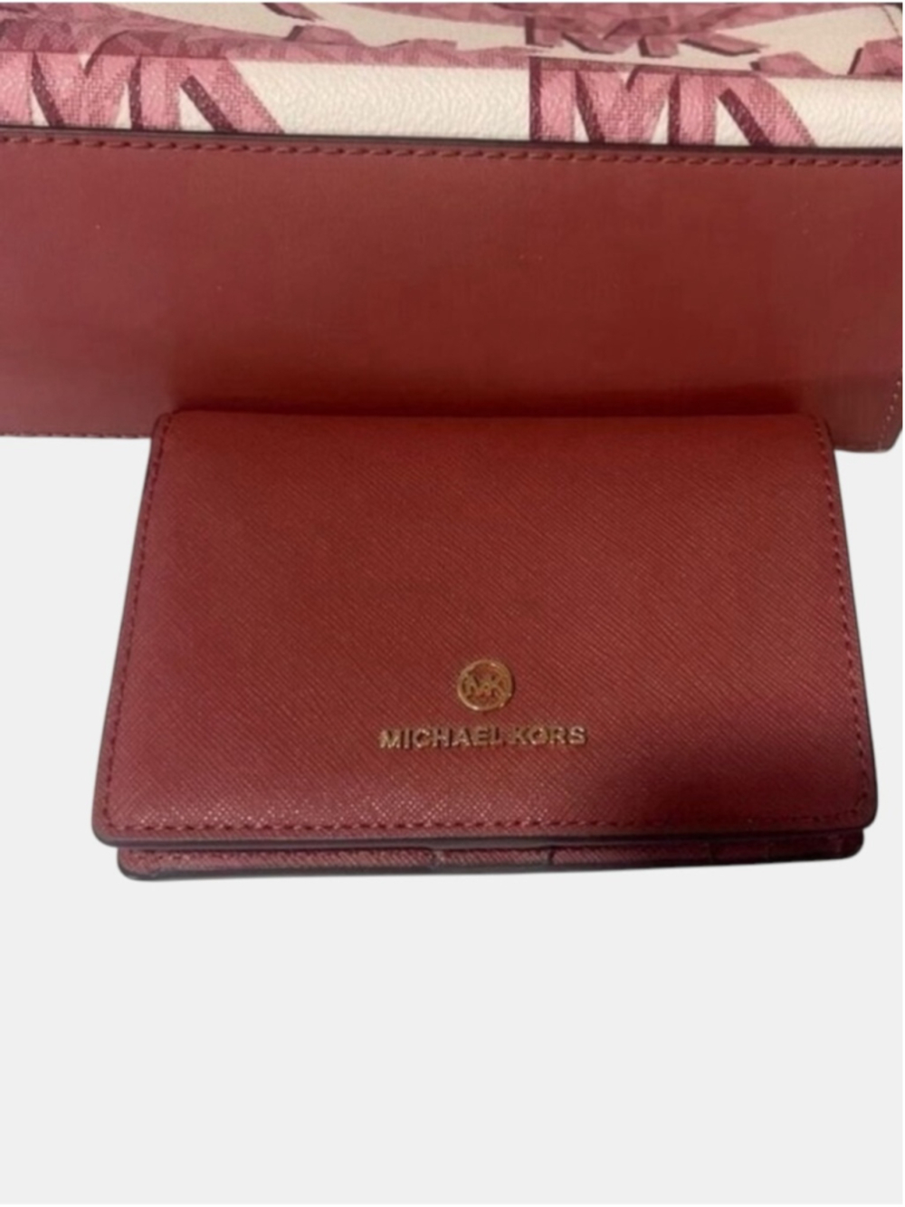 Michael Kors Sinclair Logo Shopper Tote & Matching Wallet Cinnamon Pink Cream - Picture 12 of 13